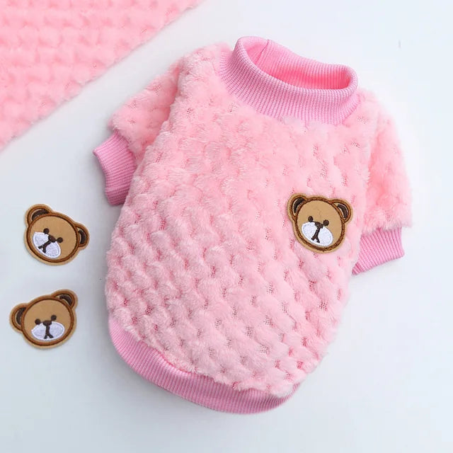 2023 New Warm Fleece Pet Clothes Cute Print Coat Small Medium Dog Cat Shirt Jacket Teddy French Bulldog Chihuahua Winter Outfit