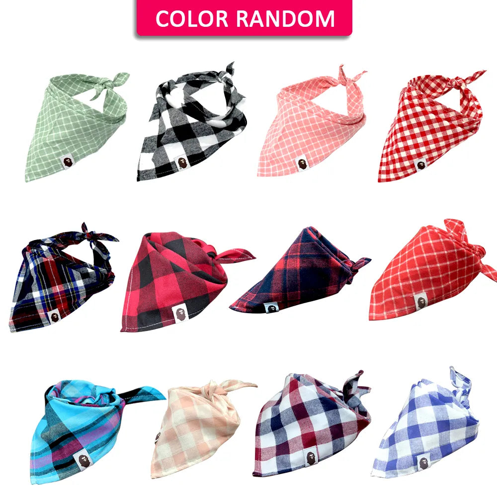 5pcs Variety Dog Bandana Plaid Pet Scarf Bow ties for Cats and Dogs