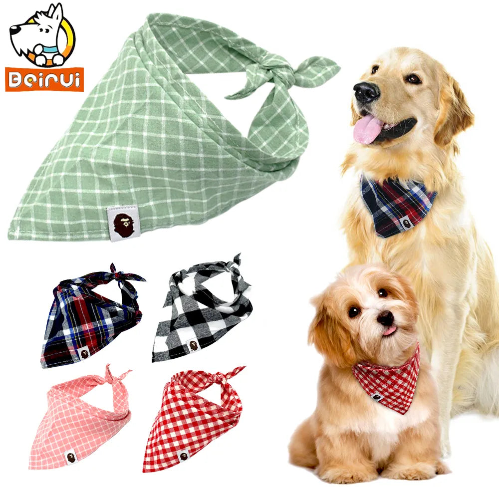 5pcs Variety Dog Bandana Plaid Pet Scarf Bow ties for Cats and Dogs