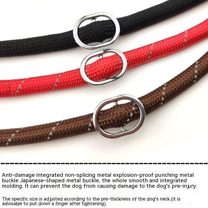 Adjustable Dog Leash Slip Rope Lead Leash Heavy Duty Braided Rope Loop Collar Training Leashes Nylon Pet Lead Harness Dog Tool