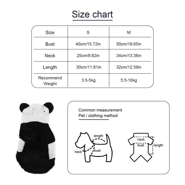 Apparel Pet Clothing Supply Dog Warm Clothes Cosplay Outfits Panda Puppy Suit Coral Fleece Winter Costumes
