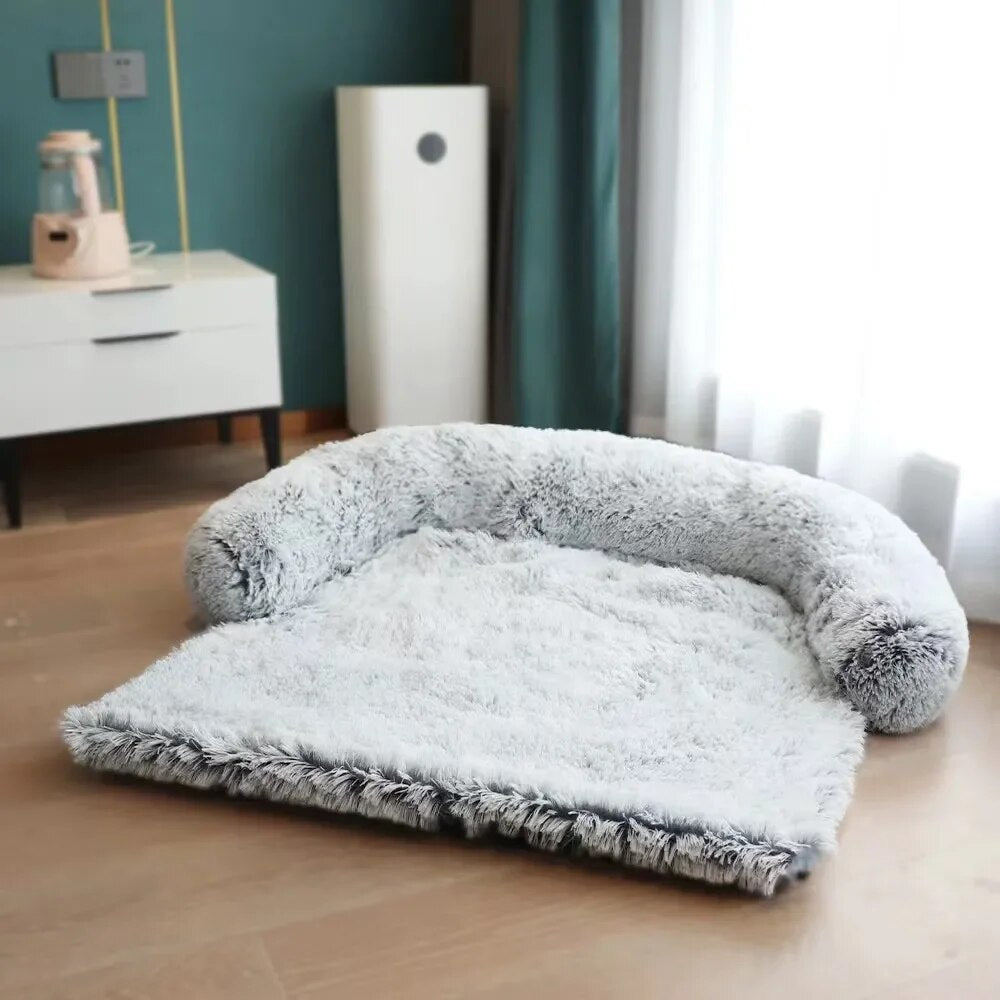 Calming Dog Bed Fluffy Plush Dog Mat for Furniture Protector with Removable Washable Cover for Large Medium Small Dogs and Cats