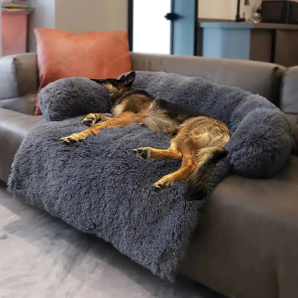 Calming Dog Bed Fluffy Plush Dog Mat for Furniture Protector with Removable Washable Cover for Large Medium Small Dogs and Cats