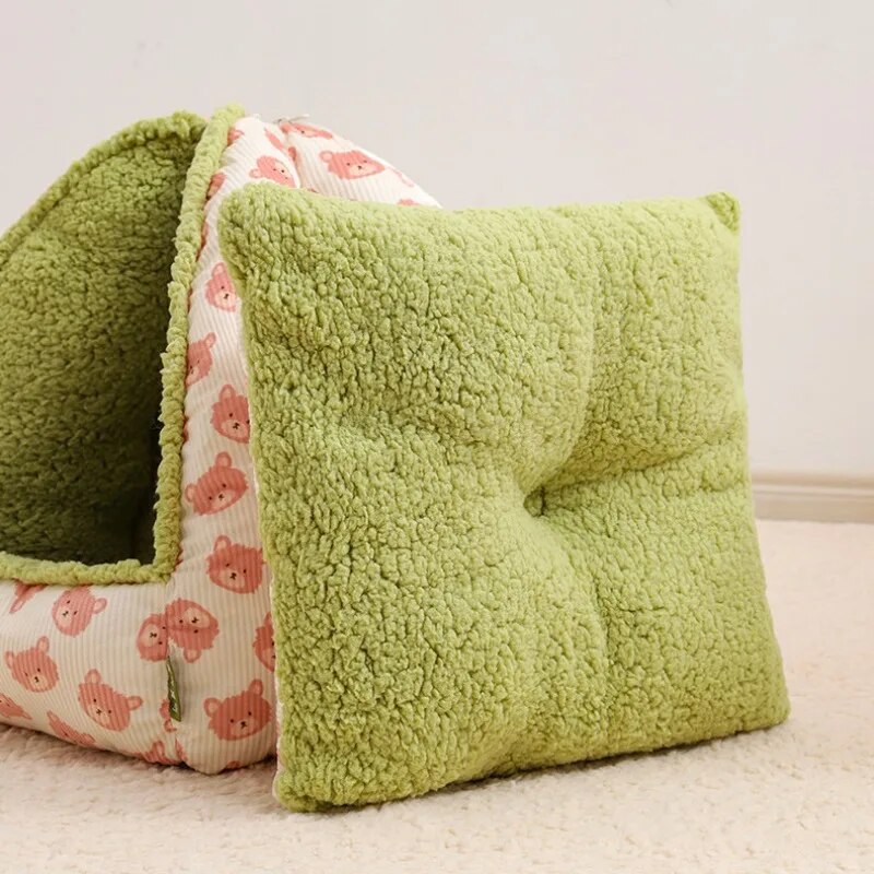 Cartoon Pet Beds for Cat Winter House Thicken Warm Dog Beds for Small Dogs Comfortable Cat Tent Dog Nest Puppy Sleep Cushion