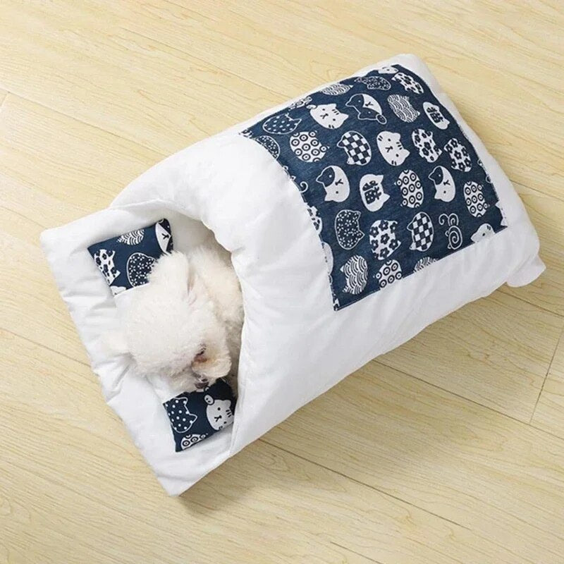 Cat Bed Winter Removable Warm Cat Sleeping Bag Deep Sleep Pet Dog Bed House Cats Nest Cushion with Pillow