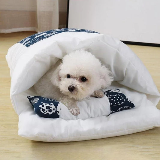 Cat Bed Winter Removable Warm Cat Sleeping Bag Deep Sleep Pet Dog Bed House Cats Nest Cushion with Pillow
