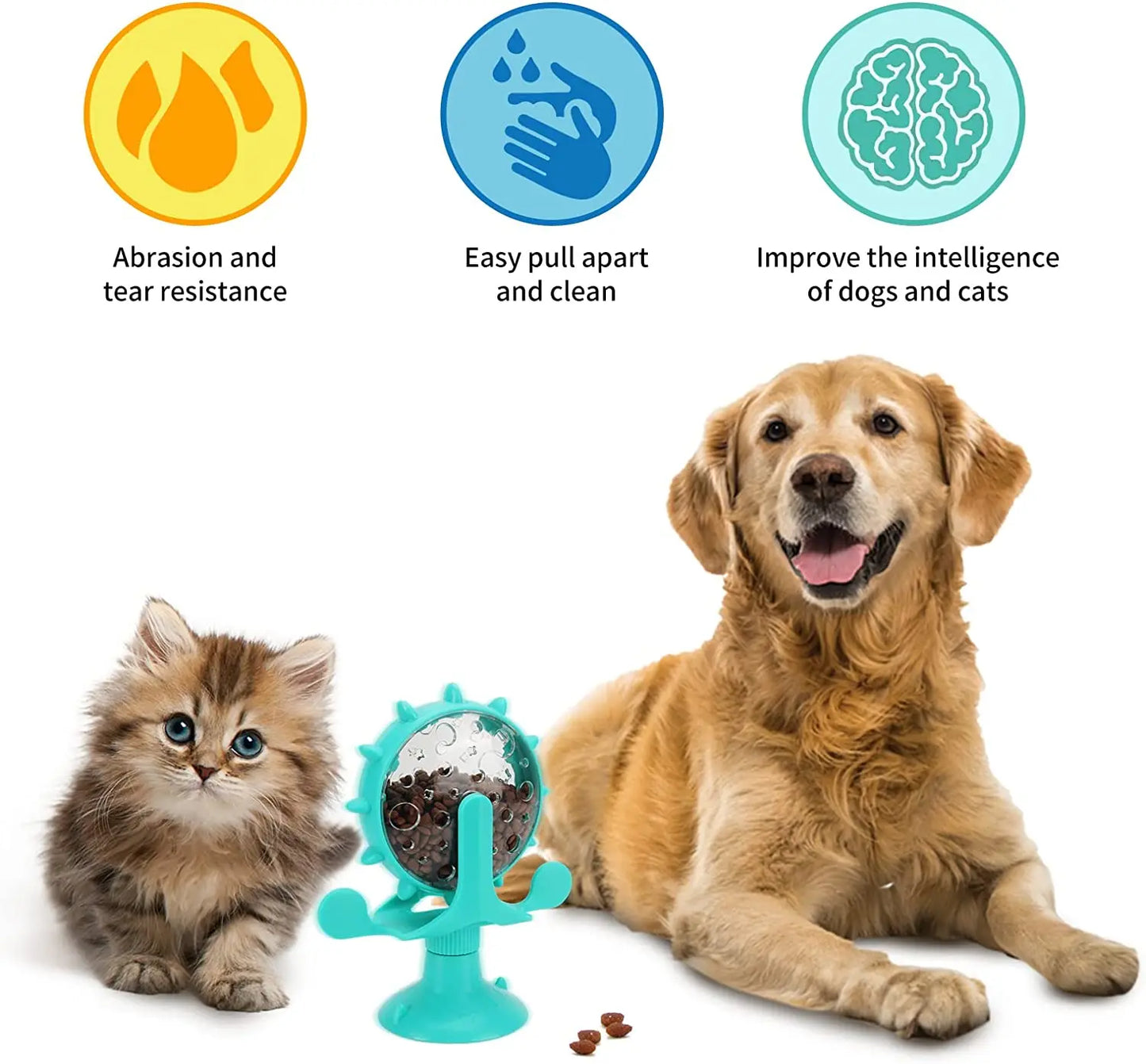 Dog Fun Windmill Turn Toy Leaky Food Ball Interactive Pet Toy Slow Food Feeder Training Practice Bowl Pet Play Feeding Ball