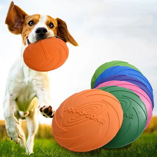Dog Toy Flying Disc Silicone Material Sturdy Resistant Bite Mark Repairable Pet Outdoor Training Entertainment Throwing Type Toy