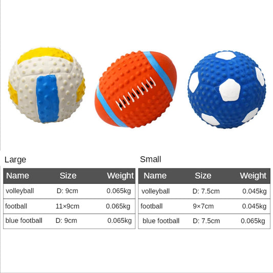Interactive Ball for Dogs Soft Latex Squeaky Sound Rubber Rubgby Football Basketball Toys Cleaning Tooth Non-toxic Training Ball