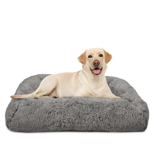 Large Furry Bolster Dog Bed, Taupe Accesorios Veterinaria Breeding Supplies