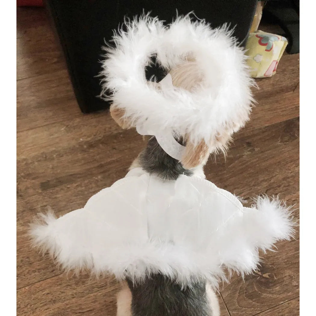 Legendog Cute Pet Costume Accessories Set Dog Cat Feather Angel Halo Wing Halloween Birthday Christmas Gifts Decor