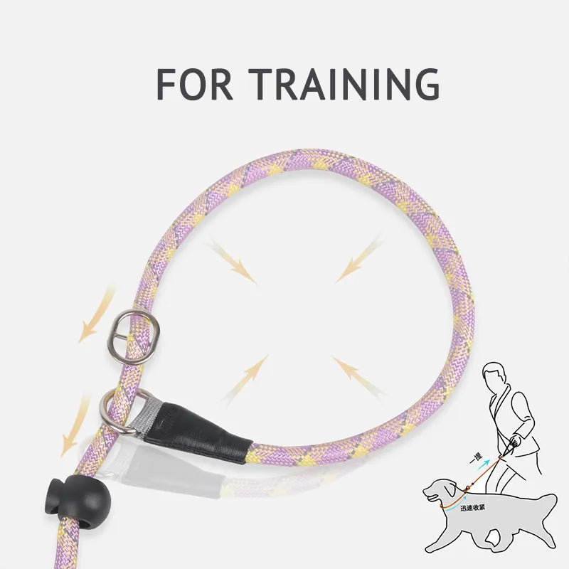 New Nylon P Slip Dog Leash Reflective Training Pet Lead Explosion Proof Not Entangled Strong P Collar Integrated Dogs Rope Stuff