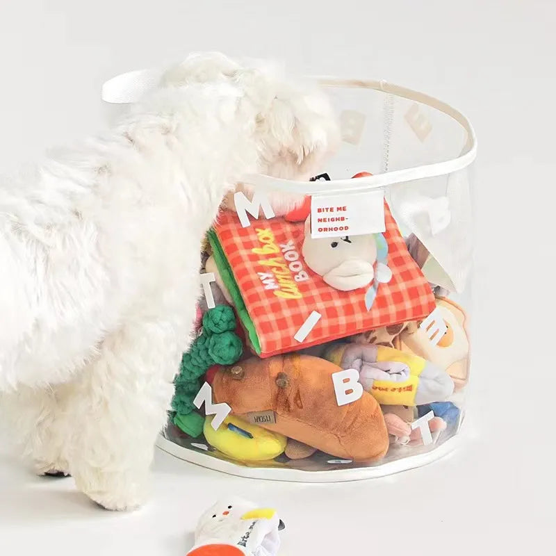 PVC Transparent Thickened Toy Storage Basket Dog Toy Sundries Portable Storage Box Pets Cat Toys Storage