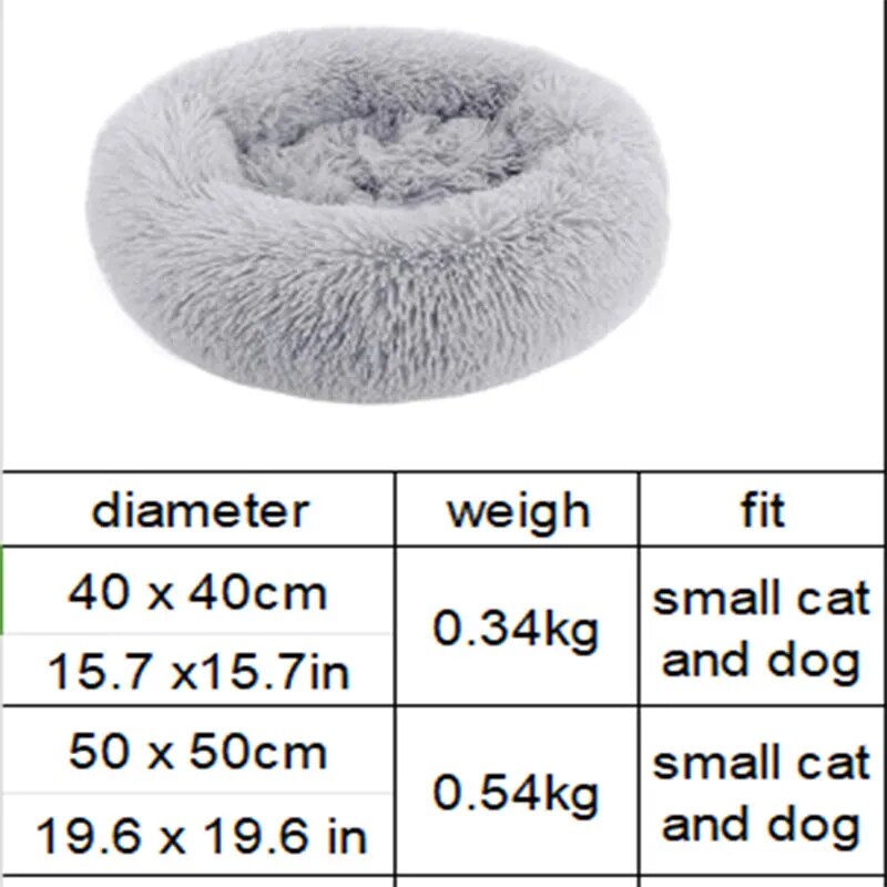 Pet Cat Dog Bed Comfortable Donut Round Dog Kennel Plush Ultra Soft Washable Dog Cat Bed Nest Stylish Anti-Slip Pet Cushion