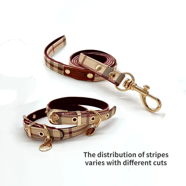 Pet Collar and Leash Set Leather Fashion Adjustable Collars for Dogs Pet Supplies Collars for Medium and Large Dogs Gift for Dog