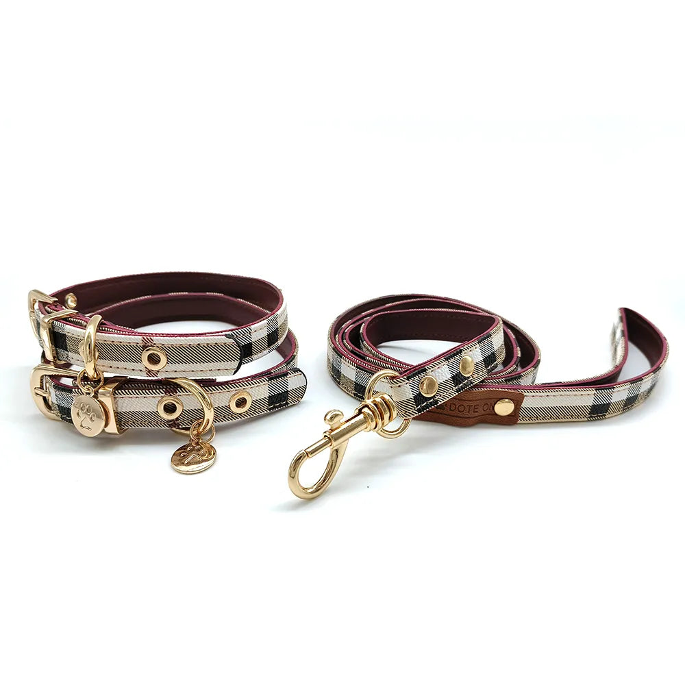 Pet Collar and Leash Set Leather Fashion Adjustable Collars for Dogs Pet Supplies Collars for Medium and Large Dogs Gift for Dog