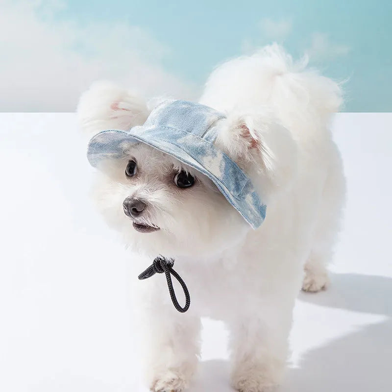 Pet Dog Clothes Summer tie-dye Bucket hat for Dogs Clothing Cat Small Exposed ear Fashion Shading Chihuahua Pet Products 2023