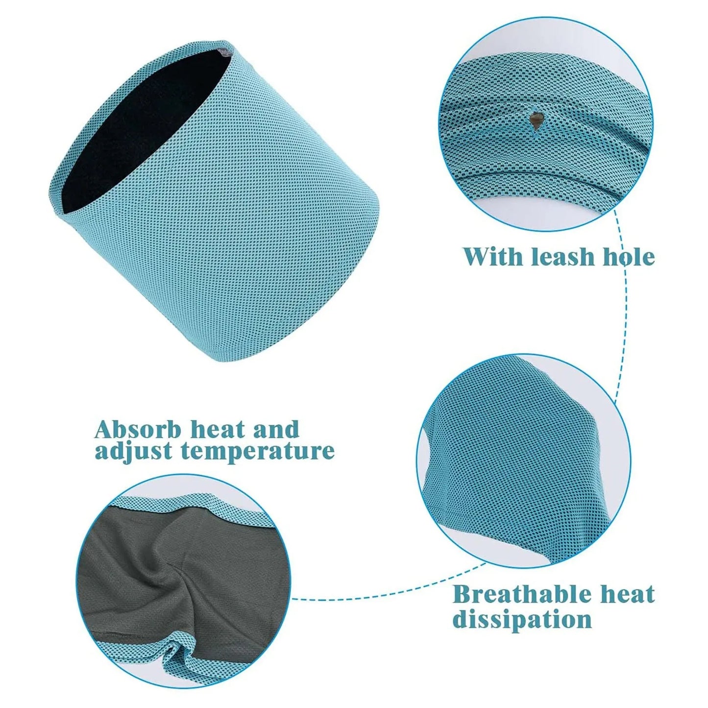 Summer Ice Dog Collar Reusable Physical Instant Cooling Bandana with Leash Hole Prevent Heat Stroke Outdoor Breathable Pet Scarf