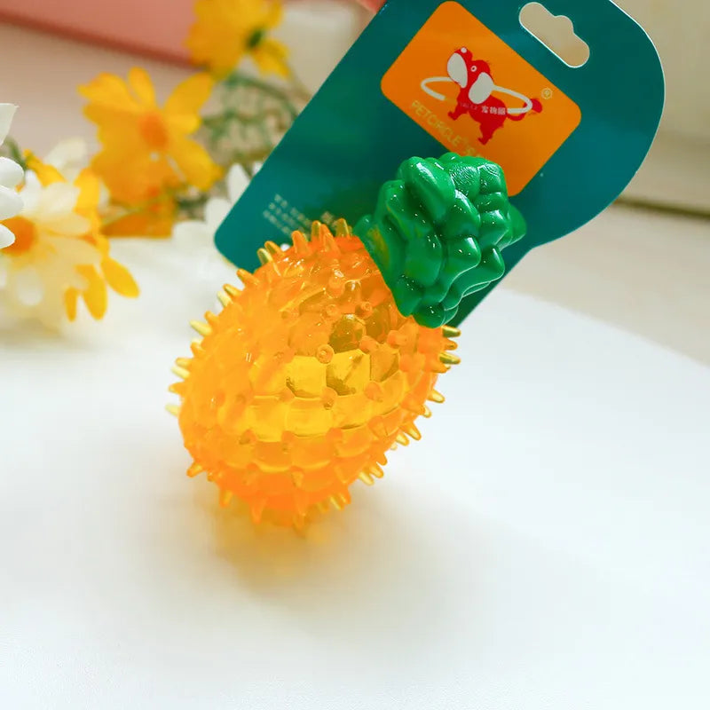 Pet Molar Teeth Cooling Dog Chewing Toys Sound Frozen Fruit Rubber Squeak Toy Summer Dog Bite Toys Puppy Treat Training Toys