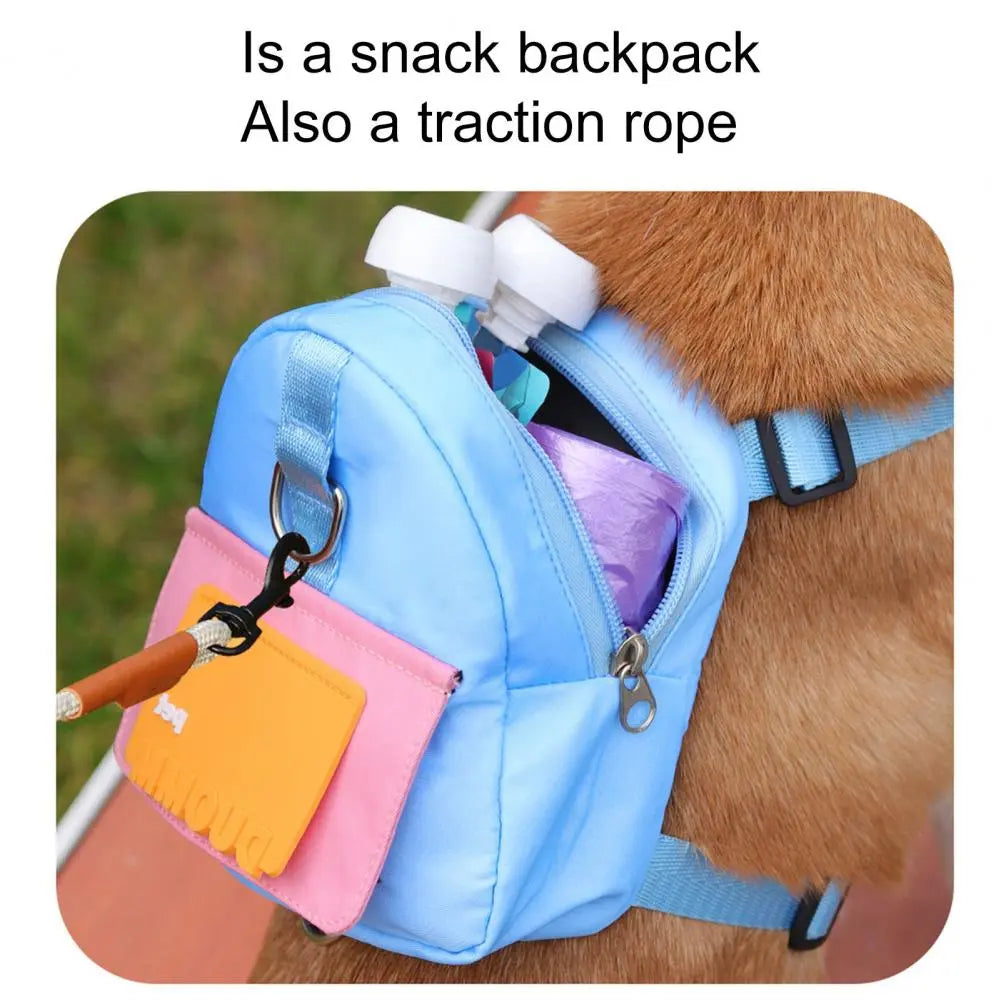 Pet Snack Bag Wear Resistant Dogs Backpack with Traction Rope Pets Carrier Bag Pet Traction Bag Pet Accessories