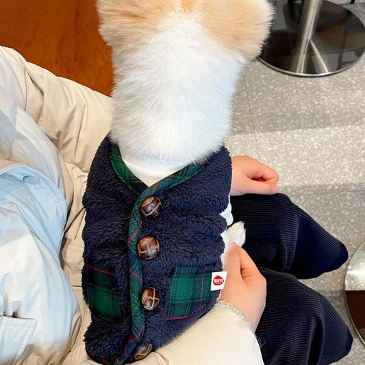 Puppy Winter Two-legged Coat Vest Fleece Dog Costume Cat Jacket with Scarf ropa para perros Pet Clothes for Small Dog Apparel