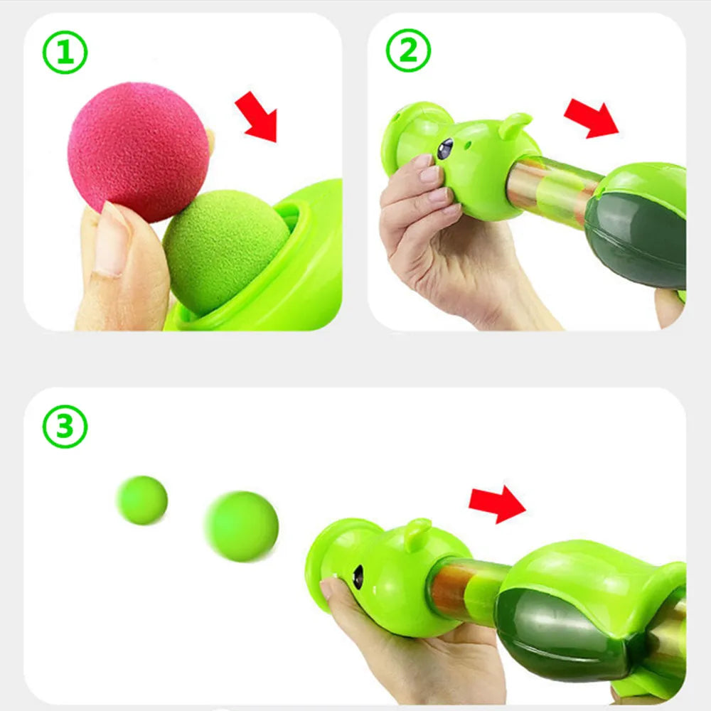 Interactive Cat Toy Ball Pea Aerodynamic Shooter Cats Game Dogs Soft Bomb Launcher Kitten Toys Launch Training Children Pet Gift