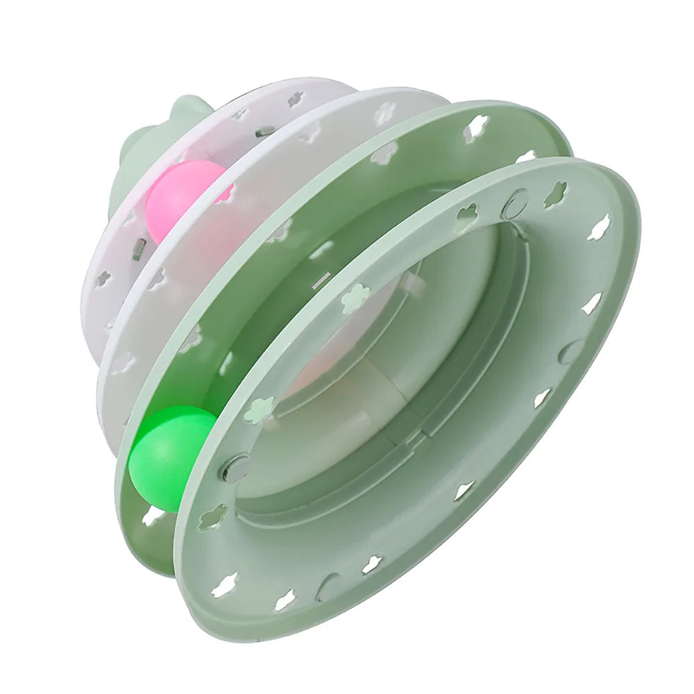 4 Story Tower Shaped Track Toys For Cats Interactive Turntable Roller Pet Puzzle Circle Inelligence Training Supplies For Kitten