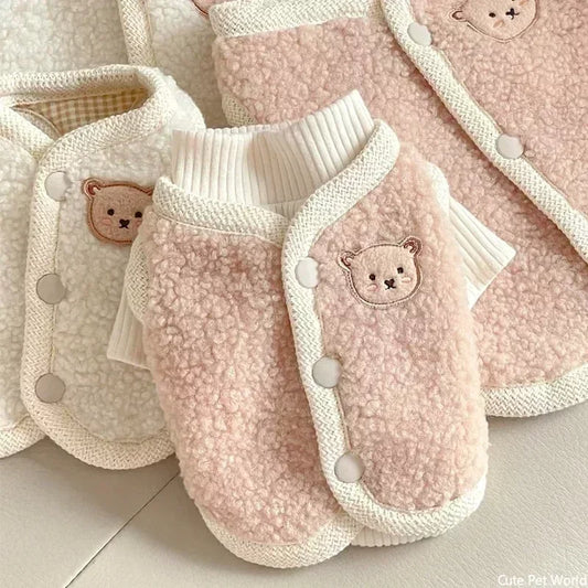 INS Winter Warm Dogs Clothes Vest Cute Puppy Sweater Thickened Clothing for Small Medium Dogs Jacket French Bulldog Apparel 강아지옷