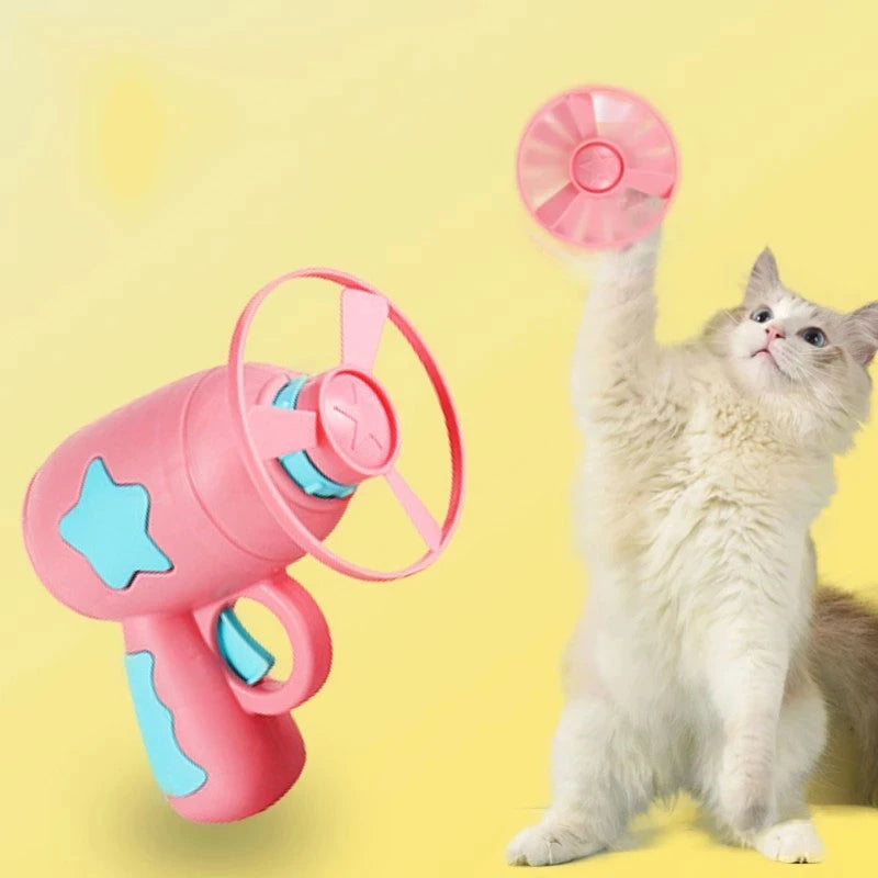 New Funny Cat Toy Interactive Play Pet Training Toy Mini Flying Disc Windmill Catapult Pet Toys Cat Dog Chewing Playing Supplies