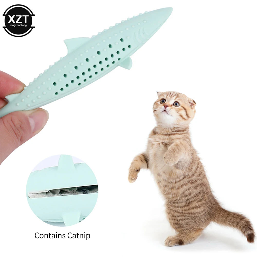 Soft Silicone Mint Fish Cat Toy Pet Catnip Clean Teeth Toothbrush Chew Cats Toys Molar Stick Teeth Cleaning Kitten Pet Products