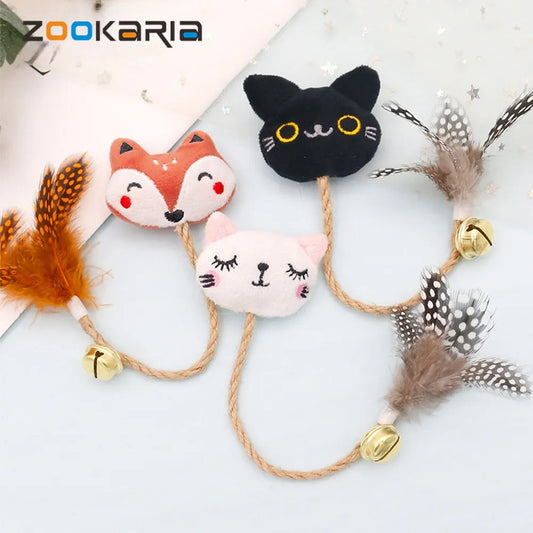Funny Cat Toy Feather Bell With Catnip Cat Animal Shape Doll Pet Hemp Rope Molar Rod Pet Kitten Supplies Teeth Chewing Toy