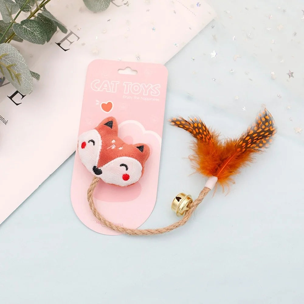 Funny Cat Toy Feather Bell With Catnip Cat Animal Shape Doll Pet Hemp Rope Molar Rod Pet Kitten Supplies Teeth Chewing Toy