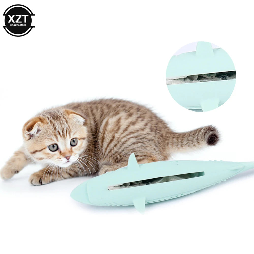 Soft Silicone Mint Fish Cat Toy Pet Catnip Clean Teeth Toothbrush Chew Cats Toys Molar Stick Teeth Cleaning Kitten Pet Products