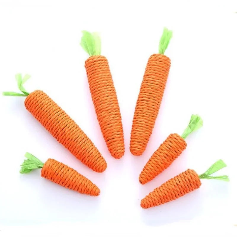 Pet Cat Toy Paper Rope Carrot Toy Built-in Bell Small Animals Cute Interactive Pet Toy