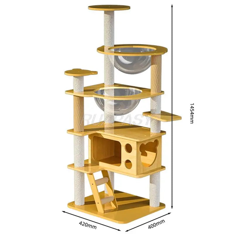 Multi-Level Wood Cat Tree Shelf Scratching Cat Tree Toys Post Condo Jumping Platform Cozy Perch Nest Tower Scratcher Climbing