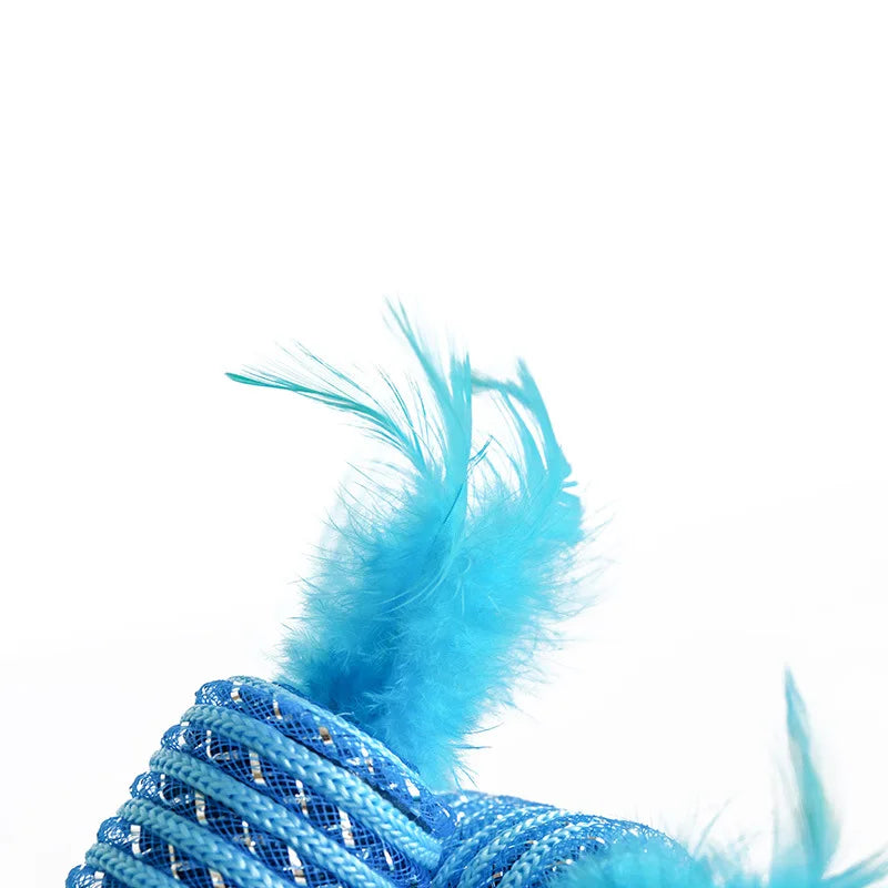 Feather Funny Cat Ball Toys Suger Shaped Blue Rope Kitten Chew Puzzle Toy Dog Molar Cleaning Teeth Interactive Accessories 3pcs