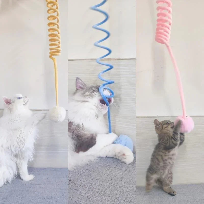 Pet Toy Interactive Cat Toys Funny Cat Stick Spring Rope Ball Plush Toy Interactive Play Training Toys Cats Supplies