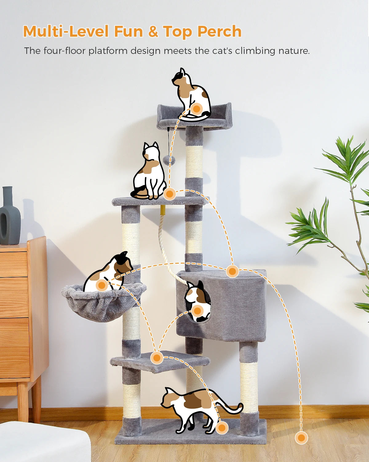 Cat Tree Cat Scratching Post Natural Sisals Kitten Toy Activity Tower Condo Stand Luxury Furniture for Small Medium Cats