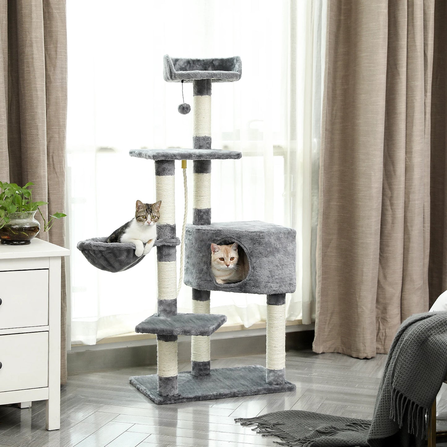 Cat Tree Cat Scratching Post Natural Sisals Kitten Toy Activity Tower Condo Stand Luxury Furniture for Small Medium Cats