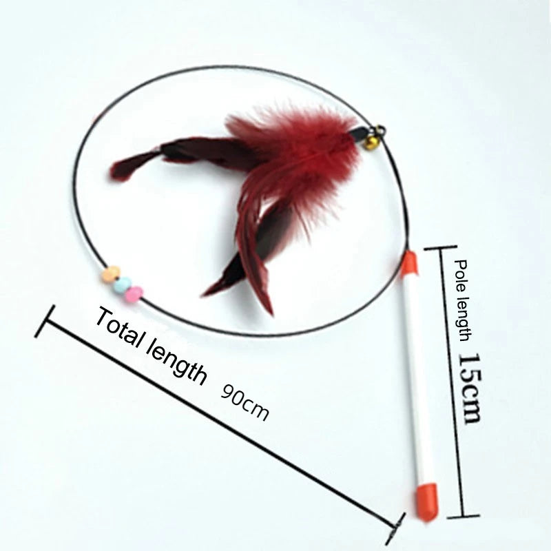 Steel wire Feather Interactive Fun Pole Bell Cats Toy Cat-teasing Stick Grinding Teeth Biting Supplies Accessories for Kittens