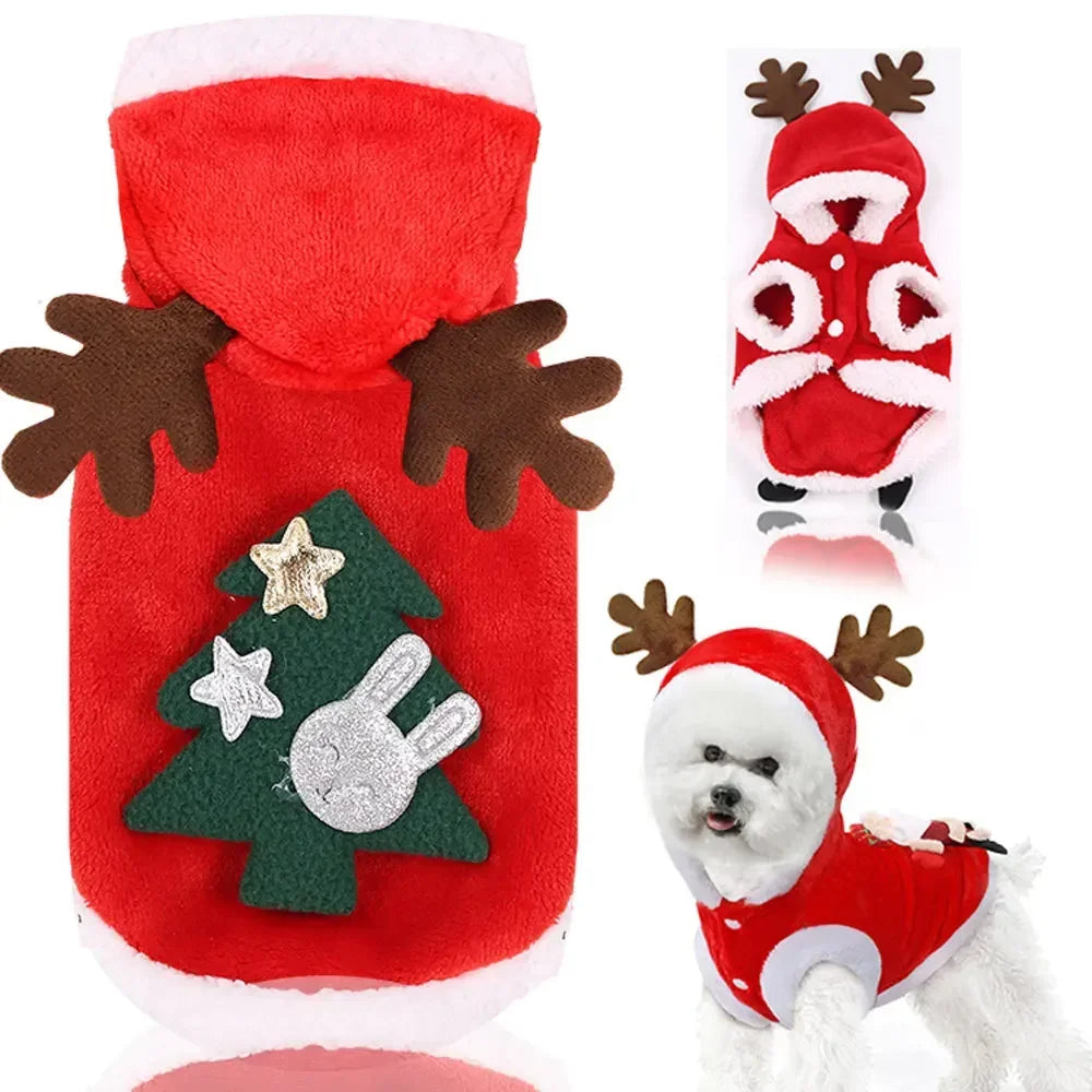 Christmas Dog Clothes Pet Clothes for Small Medium Dogs Pet Chihuahua Pets Hoodies Warm New Year Dog Clothing Yorkshire