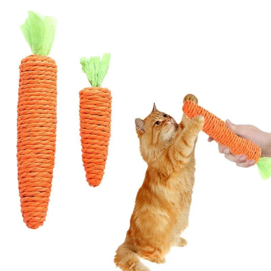 Pet Cat Toy Paper Rope Carrot Toy Built-in Bell Small Animals Cute Interactive Pet Toy