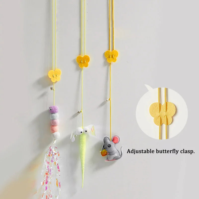 Pet Cat Toys Elasticity Retractable Hanging Door Type Interactive Toy For Kitten Mouse Catnip Scratch Rope Toy Pet Supplies