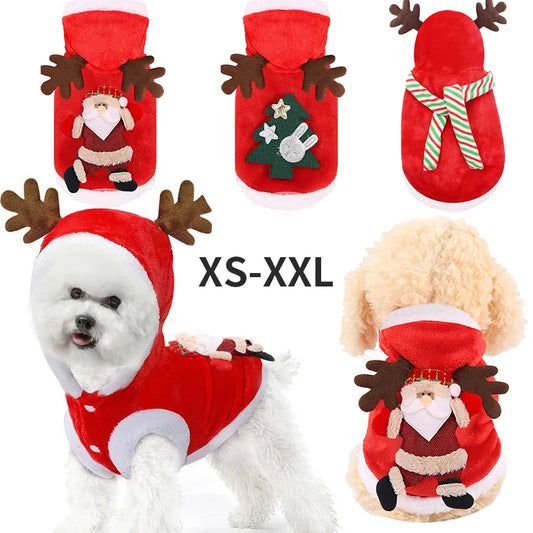 Dog Christmas Clothes Autumn Winte Soft Flanne New Year Pet Clothes for Small Medium Dogs Chihuahua Costume Christmas Dog Coats