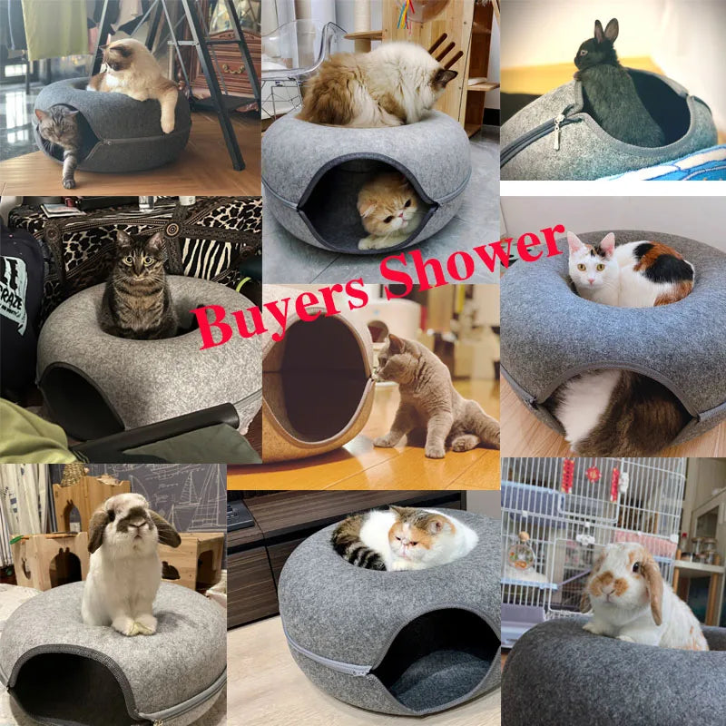 Donut Pet Cat Tunnel Interactive Play Toy Cat bed Dual Use Ferrets Rabbit Bed Tunnels Indoor Toys Cats House Kitten Training Toy