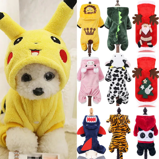 Winter Dog Clothes Warm Fleece Pet Dogs Hoodies Pet Clothes for Small Dogs Chihuahua Puppy Cats Jacket Coat Dog Jumpsuit Costume