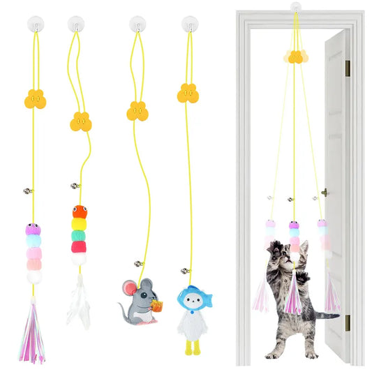 Cat Toys Swing Sticky Disc Elastic Hanging Door Teasing Cat Rope Long Rope Teasing Cat Cat Toy Cat Accessories Pet Kitten Toy