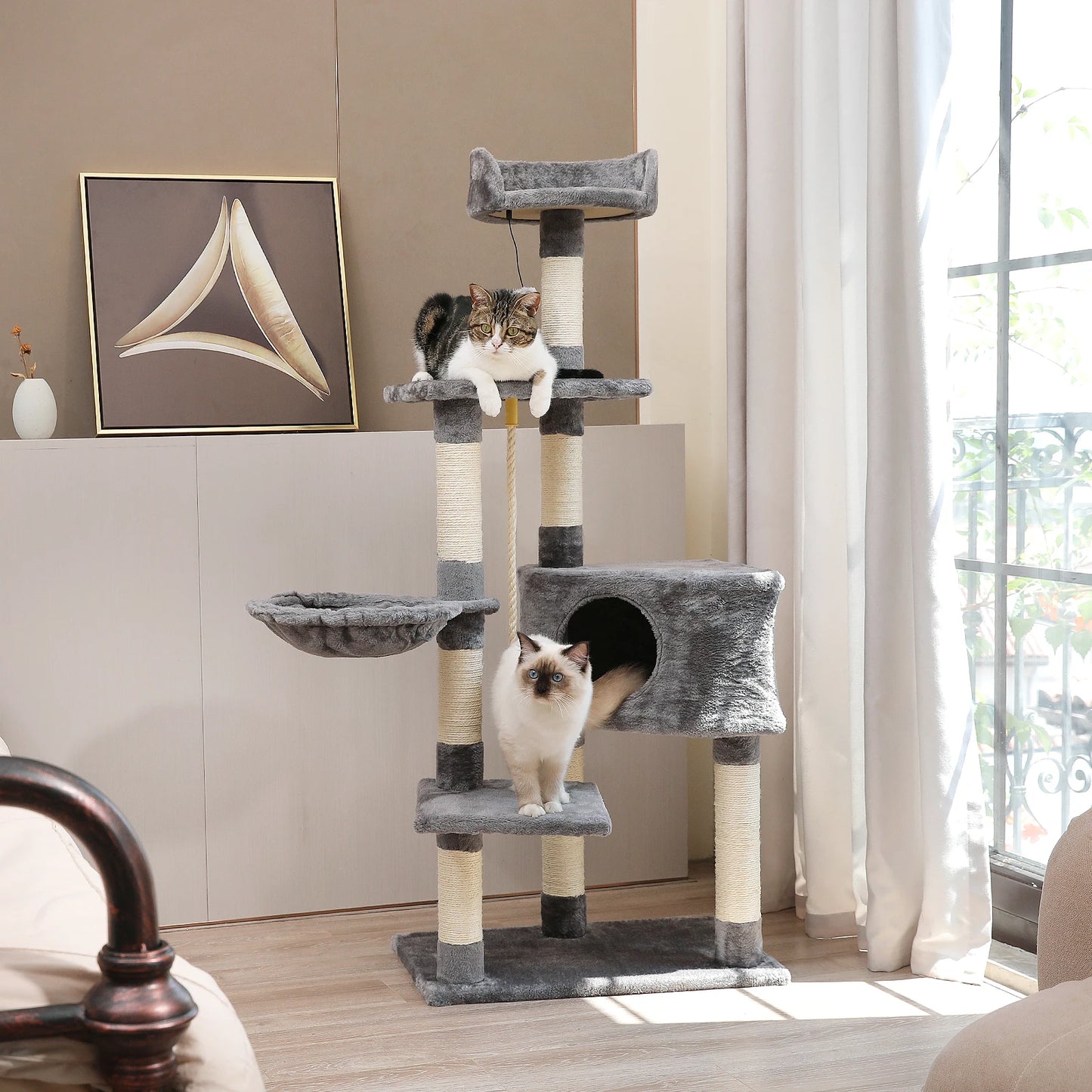 Cat Tree Cat Scratching Post Natural Sisals Kitten Toy Activity Tower Condo Stand Luxury Furniture for Small Medium Cats