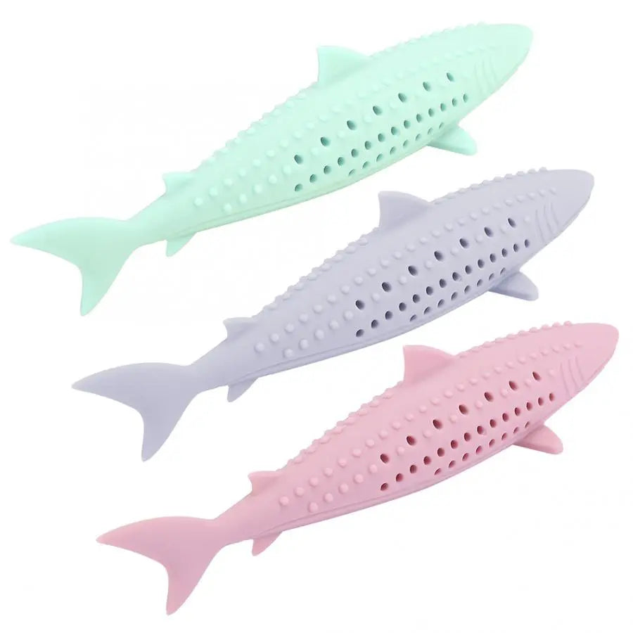 Silicone Cat Chew Toys Pet Catnip Molar Teeth Cleaning Simulation Fish Shape Training Interactive Toy for Cat Wagging Supplies