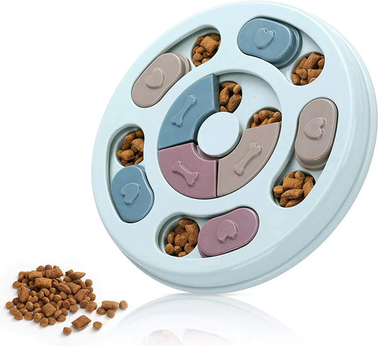 Dog Cat Puzzle Toys Slow Feeder Increase IQ Interactive Turntable Toy Food Dispenser Slowly Eating Bowl Pet Training Game